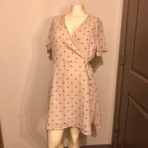 BRAND NEW w/ Tags! Beige Polka Dot Wrap Dress!